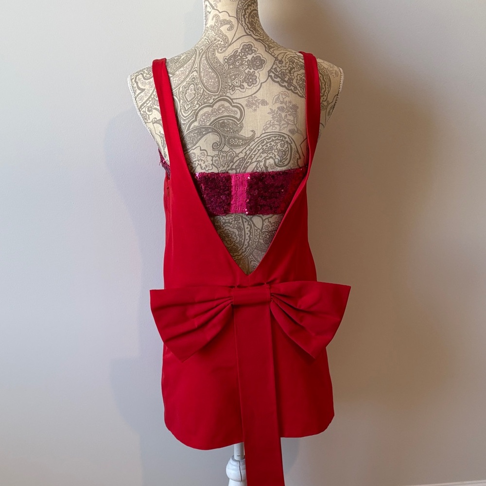 STAUD Vibrant Red Satin 2 Piece Dress
